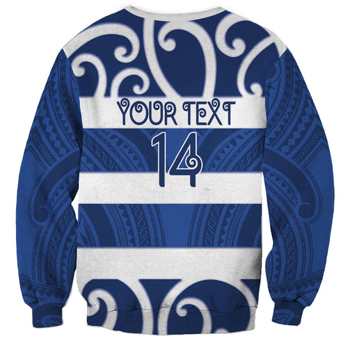 Auckland Custom Rugby New Zealand Sweatshirt Aotearoa Maori Pukana Tiki Mascot