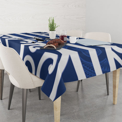 Auckland Custom Rugby New Zealand Tablecloth Aotearoa Maori Pukana Tiki Mascot