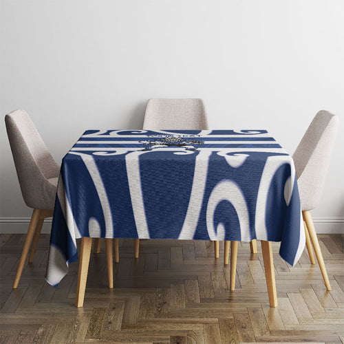 Auckland Custom Rugby New Zealand Tablecloth Aotearoa Maori Pukana Tiki Mascot