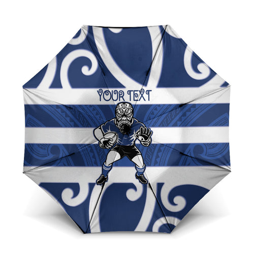 Auckland Custom Rugby New Zealand Umbrella Aotearoa Maori Pukana Tiki Mascot