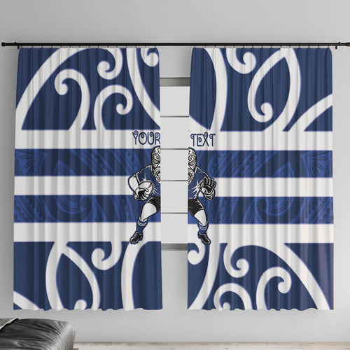 Auckland Custom Rugby New Zealand Window Curtain Aotearoa Maori Pukana Tiki Mascot