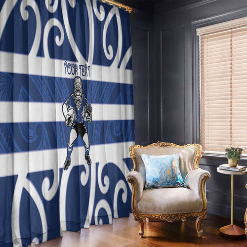 Auckland Custom Rugby New Zealand Window Curtain Aotearoa Maori Pukana Tiki Mascot