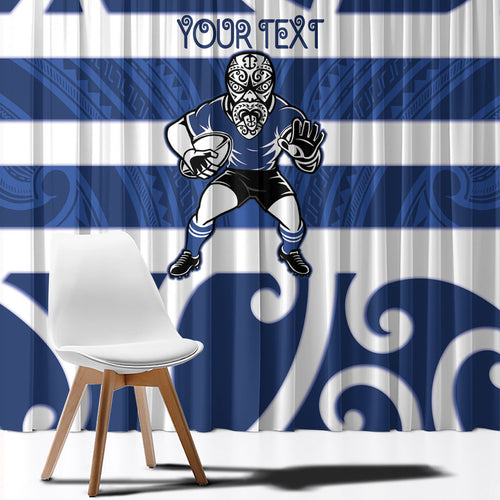 Auckland Custom Rugby New Zealand Window Curtain Aotearoa Maori Pukana Tiki Mascot