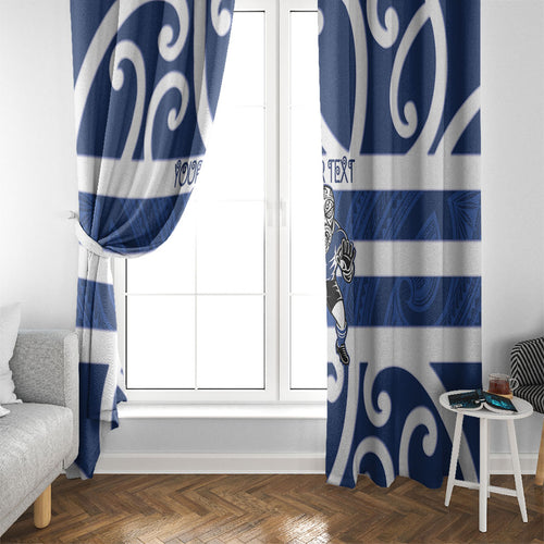 Auckland Custom Rugby New Zealand Window Curtain Aotearoa Maori Pukana Tiki Mascot