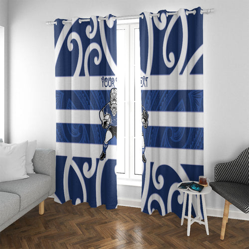 Auckland Custom Rugby New Zealand Window Curtain Aotearoa Maori Pukana Tiki Mascot
