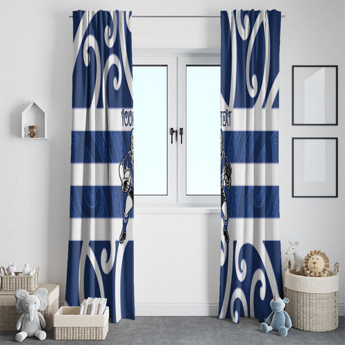 Auckland Custom Rugby New Zealand Window Curtain Aotearoa Maori Pukana Tiki Mascot
