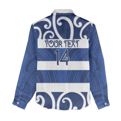 Auckland Custom Rugby New Zealand Women Casual Shirt Aotearoa Maori Pukana Tiki Mascot