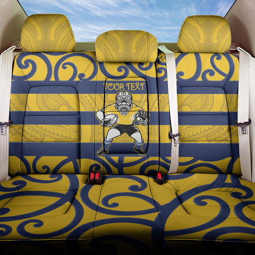 Bay of Plenty Custom Rugby New Zealand Back Car Seat Cover Aotearoa Maori Pukana Tiki Mascot
