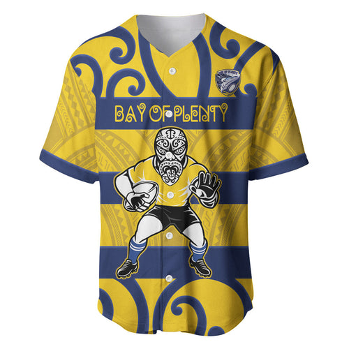 Bay of Plenty Custom Rugby New Zealand Baseball Jersey Aotearoa Maori Pukana Tiki Mascot