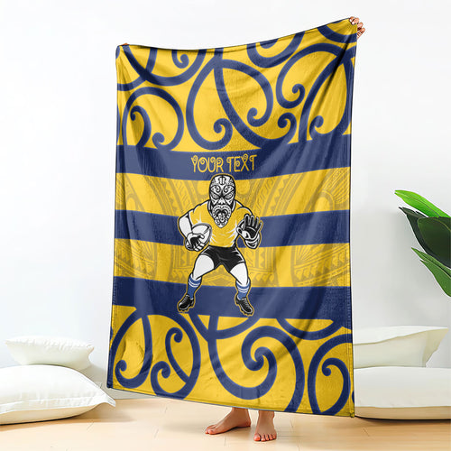 Bay of Plenty Custom Rugby New Zealand Blanket Aotearoa Maori Pukana Tiki Mascot