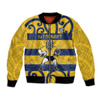 Bay of Plenty Custom Rugby New Zealand Bomber Jacket Aotearoa Maori Pukana Tiki Mascot