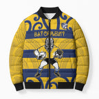 Bay of Plenty Custom Rugby New Zealand Bomber Puffer Jacket Aotearoa Maori Pukana Tiki Mascot