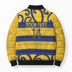 Bay of Plenty Custom Rugby New Zealand Bomber Puffer Jacket Aotearoa Maori Pukana Tiki Mascot