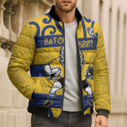 Bay of Plenty Custom Rugby New Zealand Bomber Puffer Jacket Aotearoa Maori Pukana Tiki Mascot