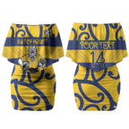 Bay of Plenty Custom Rugby New Zealand Couples Matching Off Shoulder Short Dress and Long Sleeve Button Shirt Aotearoa Maori Pukana Tiki Mascot