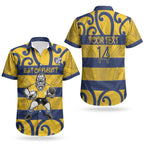 Bay of Plenty Custom Rugby New Zealand Couples Matching Tank Maxi Dress and Hawaiian Shirt Aotearoa Maori Pukana Tiki Mascot