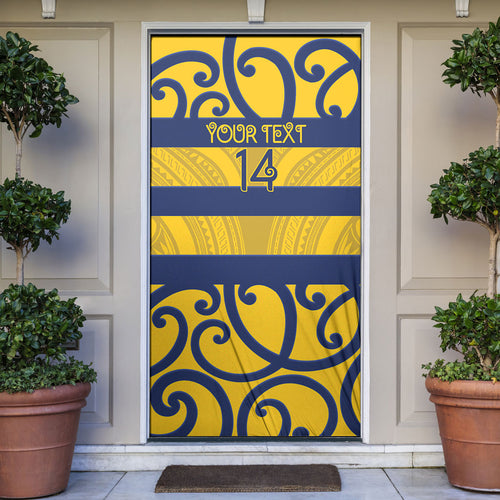 Bay of Plenty Custom Rugby New Zealand Door Cover Aotearoa Maori Pukana Tiki Mascot