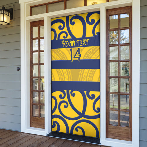 Bay of Plenty Custom Rugby New Zealand Door Cover Aotearoa Maori Pukana Tiki Mascot
