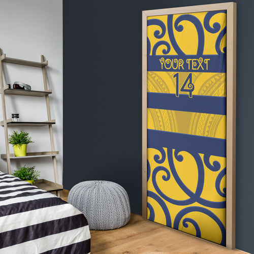 Bay of Plenty Custom Rugby New Zealand Door Cover Aotearoa Maori Pukana Tiki Mascot