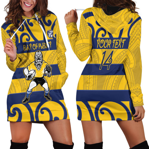 Bay of Plenty Custom Rugby New Zealand Hoodie Dress Aotearoa Maori Pukana Tiki Mascot