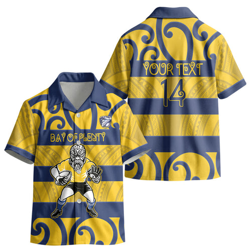 Bay of Plenty Custom Rugby New Zealand Kid Hawaiian Shirt Aotearoa Maori Pukana Tiki Mascot