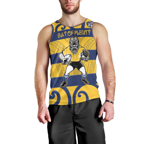 Bay of Plenty Custom Rugby New Zealand Men Tank Top Aotearoa Maori Pukana Tiki Mascot
