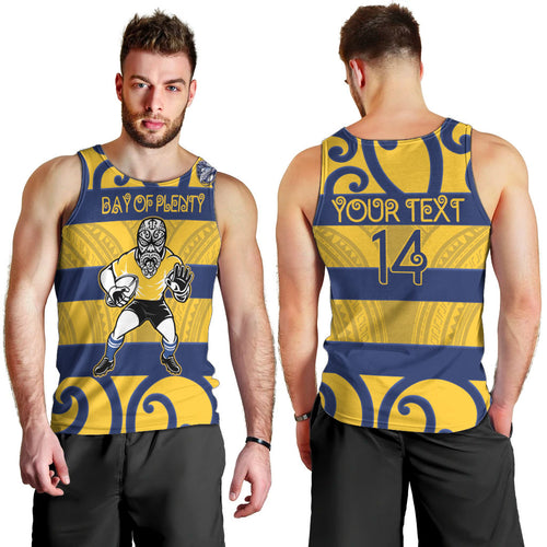 Bay of Plenty Custom Rugby New Zealand Men Tank Top Aotearoa Maori Pukana Tiki Mascot