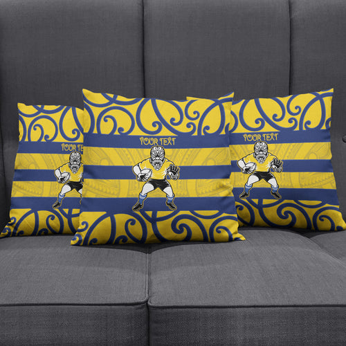 Bay of Plenty Custom Rugby New Zealand Pillow Cover Aotearoa Maori Pukana Tiki Mascot