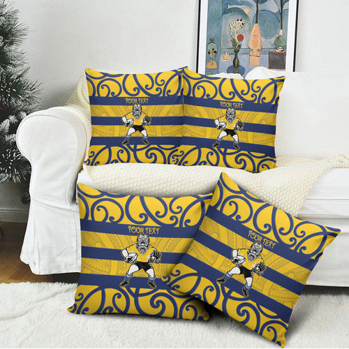 Bay of Plenty Custom Rugby New Zealand Pillow Cover Aotearoa Maori Pukana Tiki Mascot