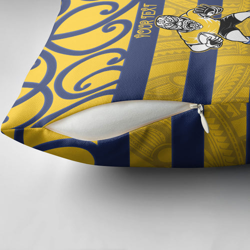 Bay of Plenty Custom Rugby New Zealand Pillow Cover Aotearoa Maori Pukana Tiki Mascot