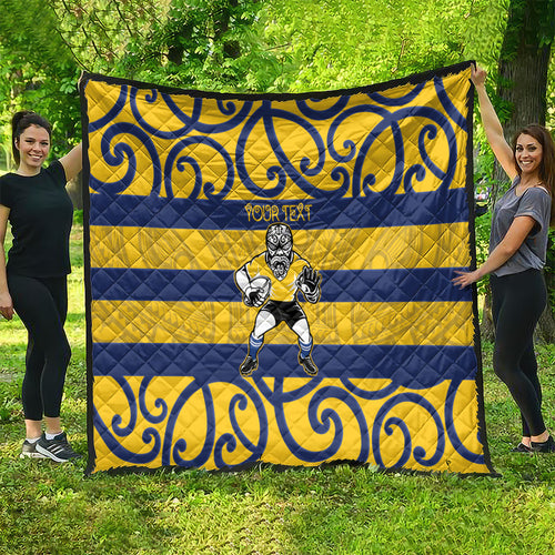 Bay of Plenty Custom Rugby New Zealand Quilt Aotearoa Maori Pukana Tiki Mascot