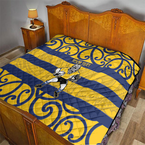 Bay of Plenty Custom Rugby New Zealand Quilt Aotearoa Maori Pukana Tiki Mascot