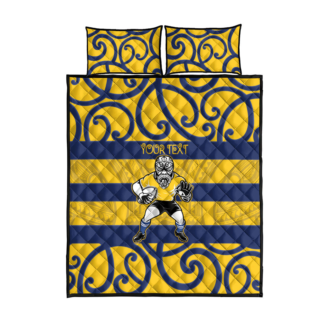 Bay of Plenty Custom Rugby New Zealand Quilt Bed Set Aotearoa Maori Pukana Tiki Mascot
