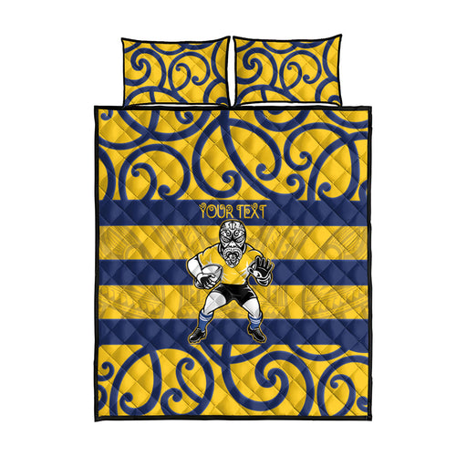 Bay of Plenty Custom Rugby New Zealand Quilt Bed Set Aotearoa Maori Pukana Tiki Mascot