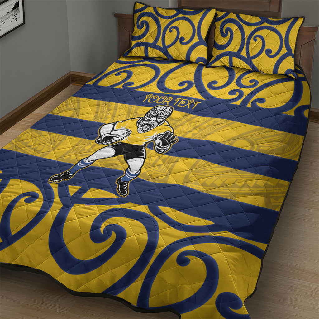 Bay of Plenty Custom Rugby New Zealand Quilt Bed Set Aotearoa Maori Pukana Tiki Mascot