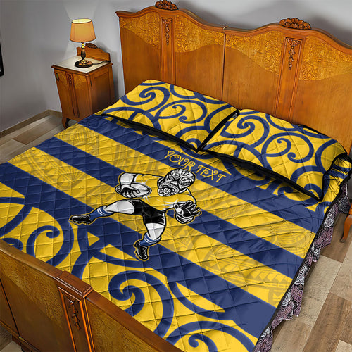 Bay of Plenty Custom Rugby New Zealand Quilt Bed Set Aotearoa Maori Pukana Tiki Mascot