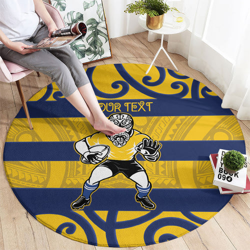 Bay of Plenty Custom Rugby New Zealand Round Carpet Aotearoa Maori Pukana Tiki Mascot