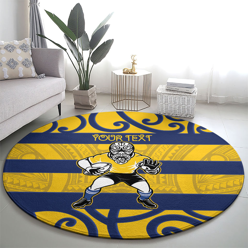 Bay of Plenty Custom Rugby New Zealand Round Carpet Aotearoa Maori Pukana Tiki Mascot
