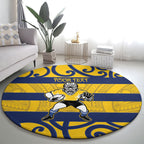 Bay of Plenty Custom Rugby New Zealand Round Carpet Aotearoa Maori Pukana Tiki Mascot