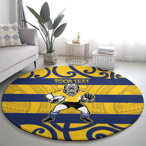 Bay of Plenty Custom Rugby New Zealand Round Carpet Aotearoa Maori Pukana Tiki Mascot