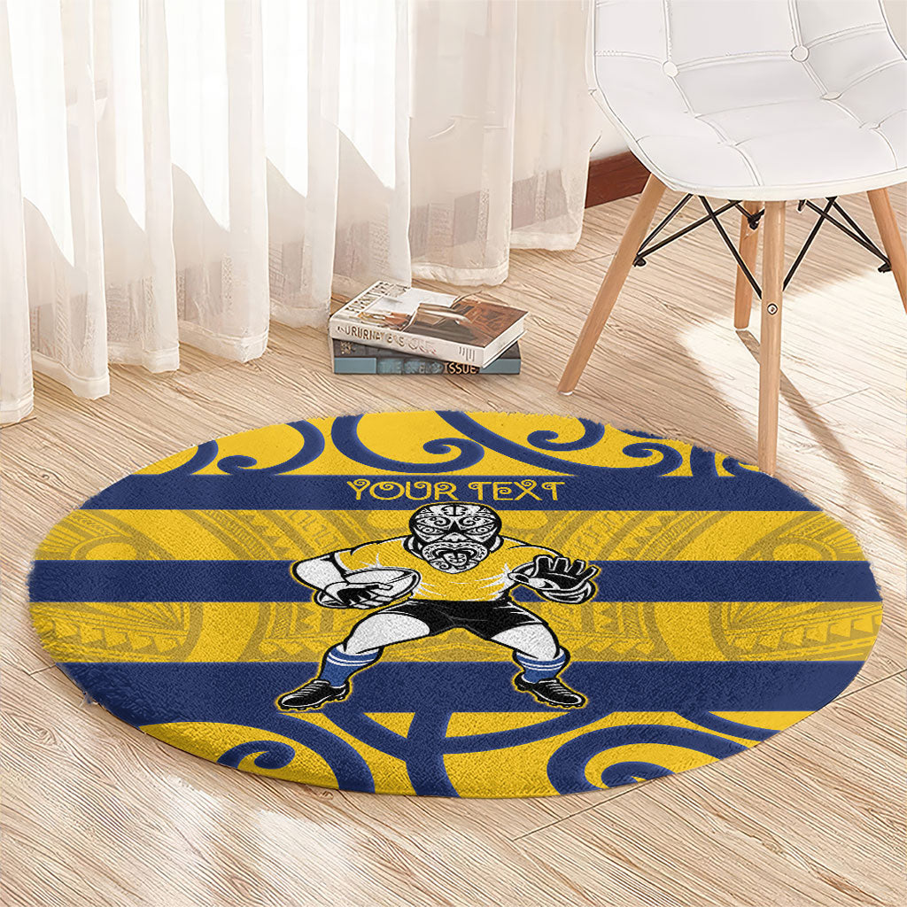 Bay of Plenty Custom Rugby New Zealand Round Carpet Aotearoa Maori Pukana Tiki Mascot