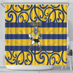 Bay of Plenty Custom Rugby New Zealand Shower Curtain Aotearoa Maori Pukana Tiki Mascot
