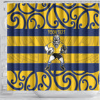Bay of Plenty Custom Rugby New Zealand Shower Curtain Aotearoa Maori Pukana Tiki Mascot