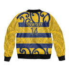 Bay of Plenty Custom Rugby New Zealand Sleeve Zip Bomber Jacket Aotearoa Maori Pukana Tiki Mascot