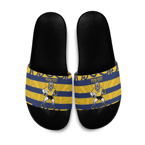 Bay of Plenty Custom Rugby New Zealand Slide Sandals Aotearoa Maori Pukana Tiki Mascot