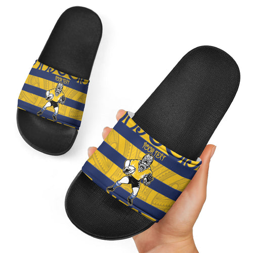 Bay of Plenty Custom Rugby New Zealand Slide Sandals Aotearoa Maori Pukana Tiki Mascot
