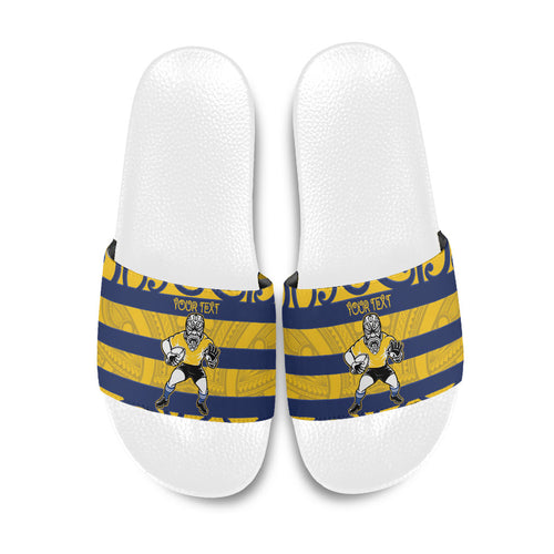 Bay of Plenty Custom Rugby New Zealand Slide Sandals Aotearoa Maori Pukana Tiki Mascot