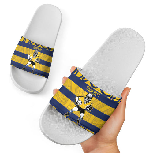 Bay of Plenty Custom Rugby New Zealand Slide Sandals Aotearoa Maori Pukana Tiki Mascot