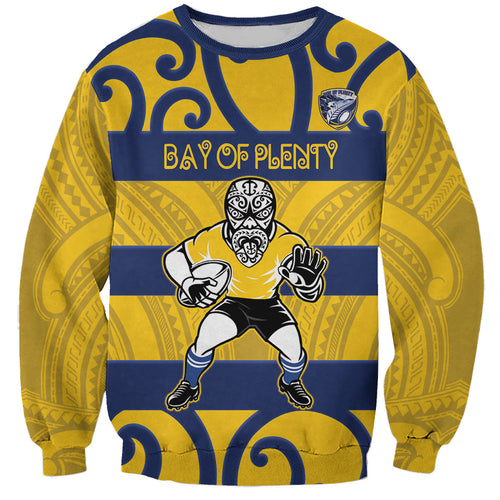Bay of Plenty Custom Rugby New Zealand Sweatshirt Aotearoa Maori Pukana Tiki Mascot