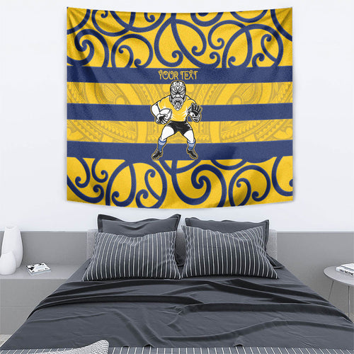 Bay of Plenty Custom Rugby New Zealand Tapestry Aotearoa Maori Pukana Tiki Mascot